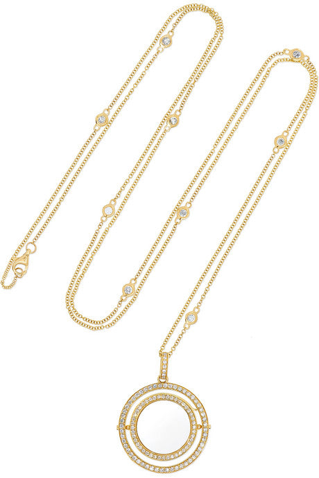 18-karat gold, diamond and glass necklace