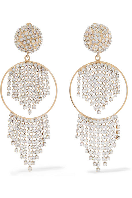 Strobo gold-tone crystal clip earrings