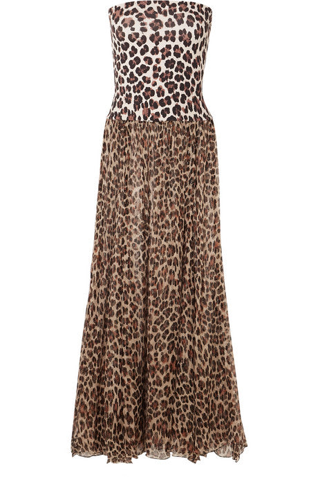 Marianna leopard-print charmeuse and chiffon maxi dress