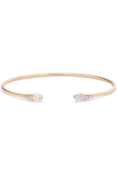 18-karat rose gold, moonstone and diamond cuff