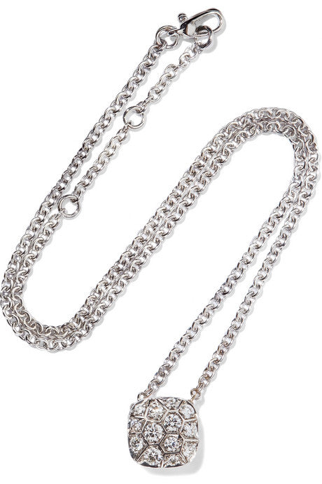 Nudo Solitaire 18-karat white and rose gold diamond necklace