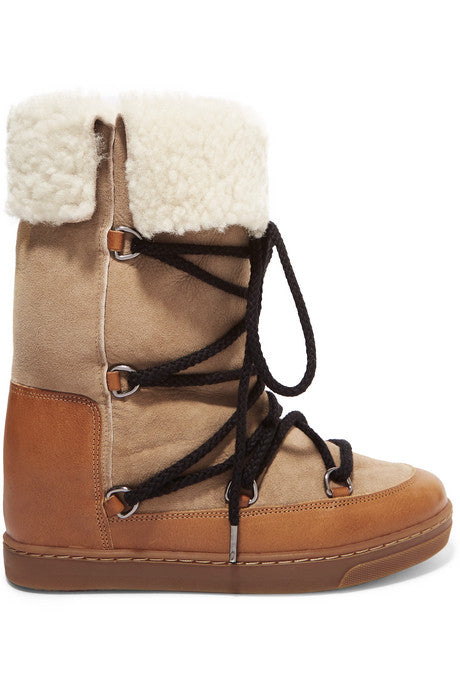 Nowly shearling-lined textured-leather and suede snow boots