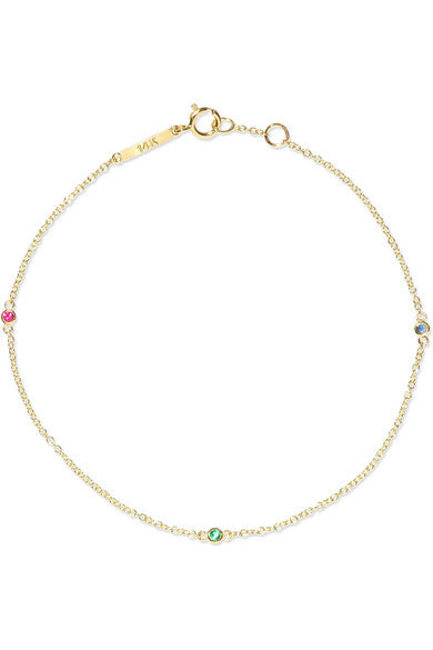 14-karat gold multi-stone bracelet