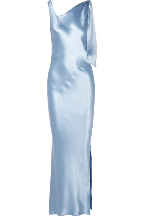 Louise asymmetric silk-satin maxi dress