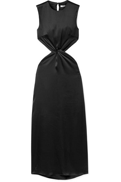 Olympia knotted cutout silk-satin maxi dress