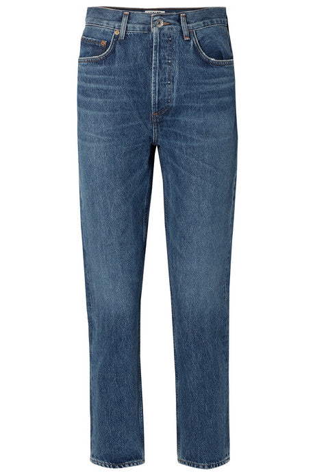 Riley cropped high-rise straight-leg jeans