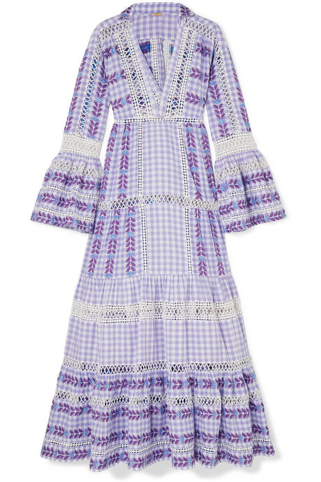 Gingham cotton-jacquard maxi dress