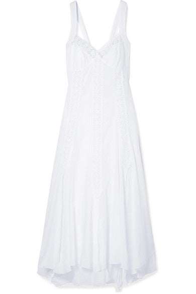 Heart crocheted lace-trimmed cotton-blend voile dress