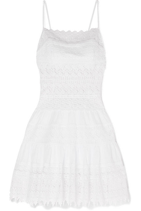 Joya crocheted lace-paneled cotton-blend  mini dress