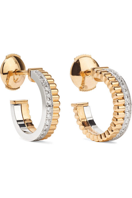 Quatre Radiant Edition 18-karat yellow and white gold diamond hoop earrings