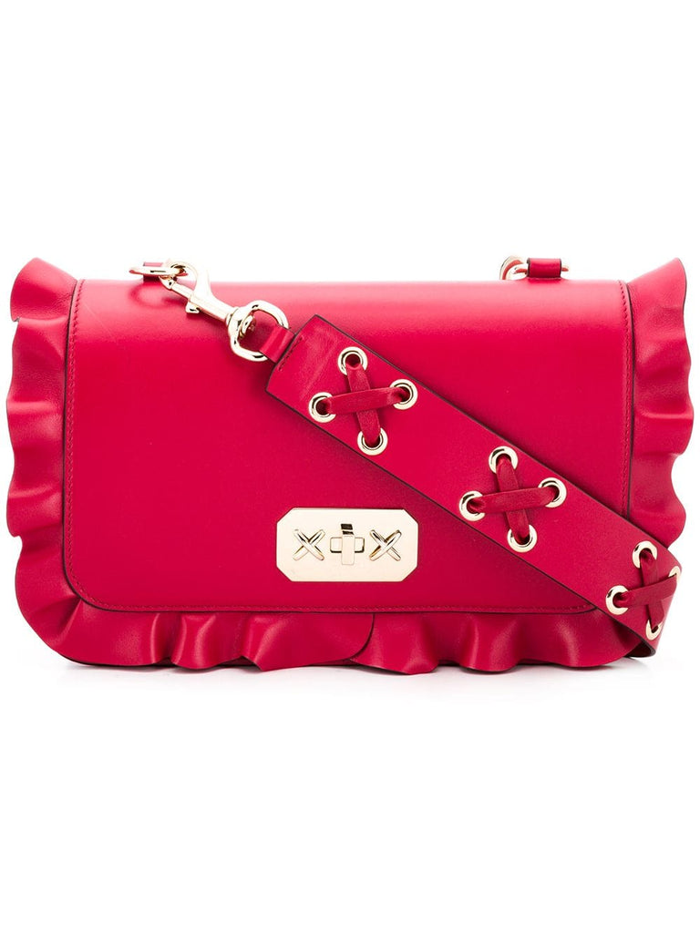 RED(V) ruffle-trimmed shoulder bag