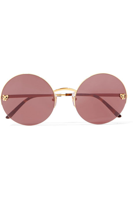 Panthère round-frame gold-plated sunglasses