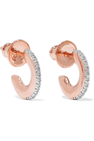 Fiji small rose gold vermeil diamond hoop earrings