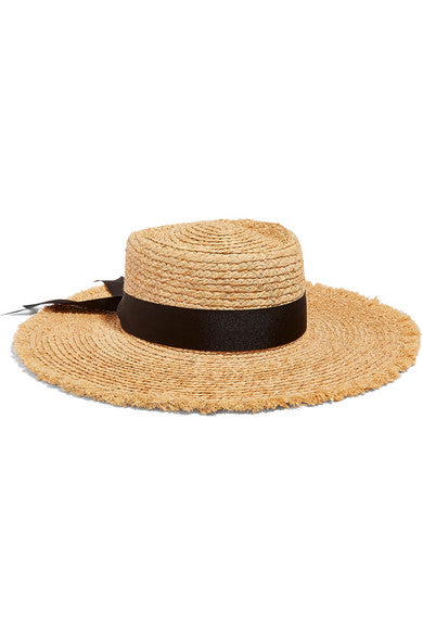 The Ventura frayed grosgrain trimmed straw hat