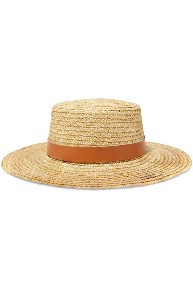 Spencer leather-trimmed straw hat