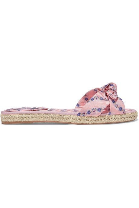 Heli bow-embellished floral-jacquard espadrille slides