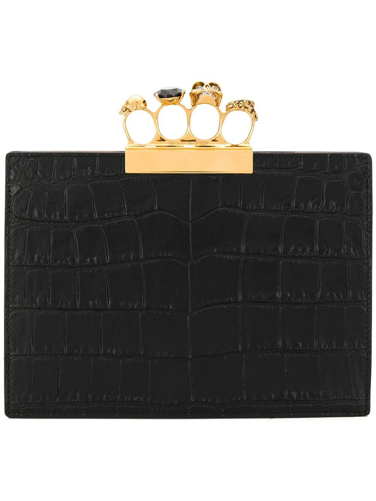 croco embossed clutch