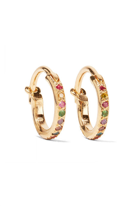 Mini Rainbow 18-karat gold multi-stone earrings