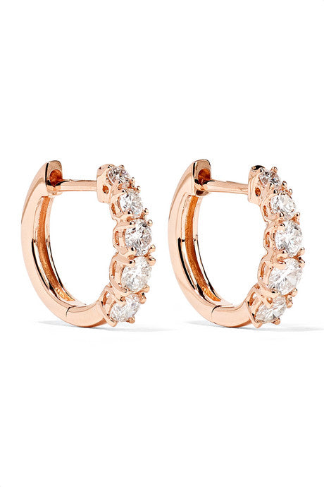 Huggies 18-karat rose gold diamond earrings