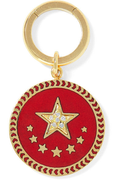 Strength 18-karat gold, diamond and enamel pendant