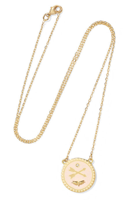 Passion Petite 18-karat gold, diamond and enamel necklace