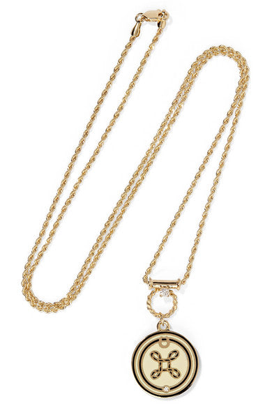 True Love 18-karat gold, diamond and enamel necklace