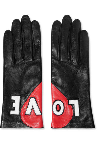 Appliquéd leather gloves