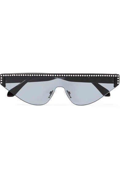 Shield D-frame crystal-embellished acetate sunglasses