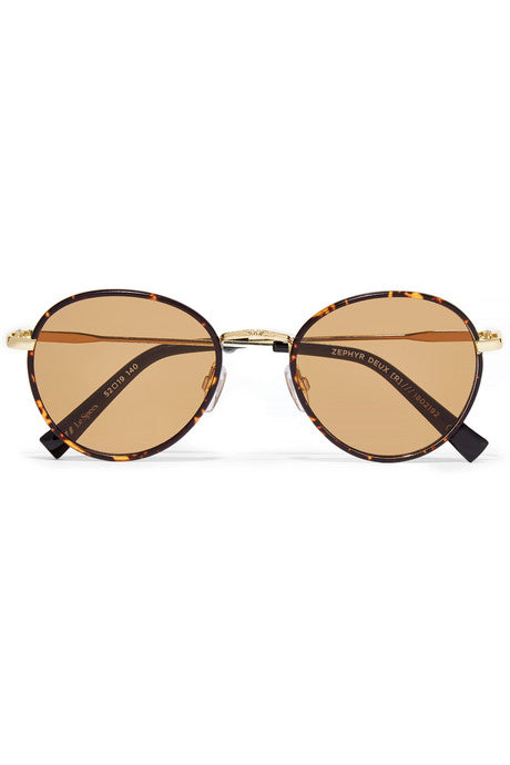 Zephyr Deux round-frame tortoiseshell acetate and gold-tone sunglasses