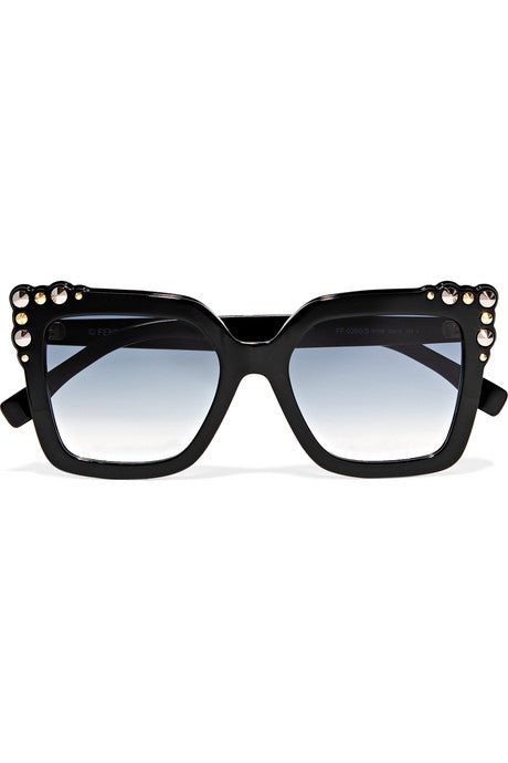 Studded square-frame acetate sunglasses