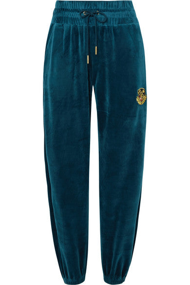 Abby embroidered velour track pants