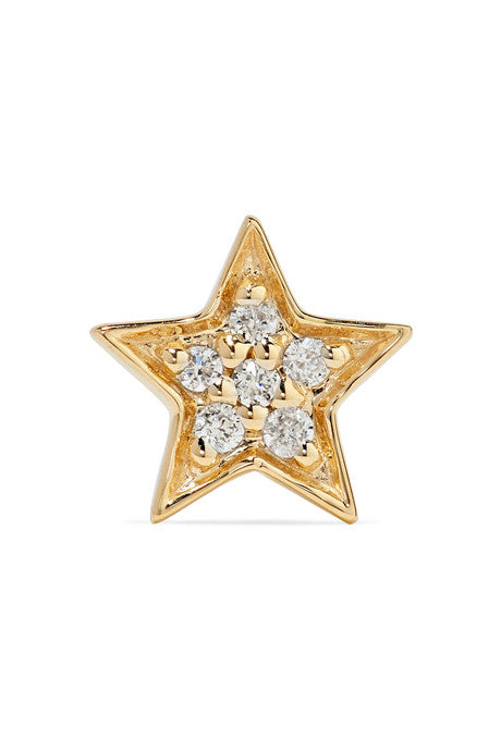 Mini Star 14-karat gold diamond earring