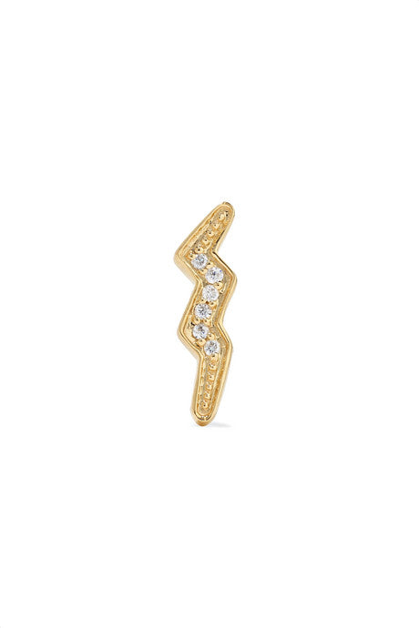 Mini Lightning Bolt 14-karat gold diamond earring