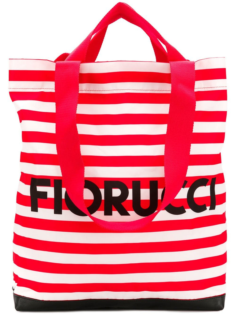 striped logo tote