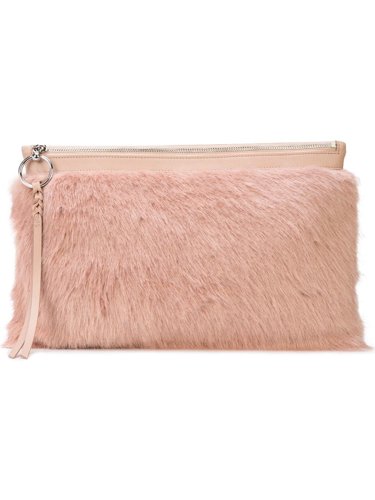 faux fur large clutch