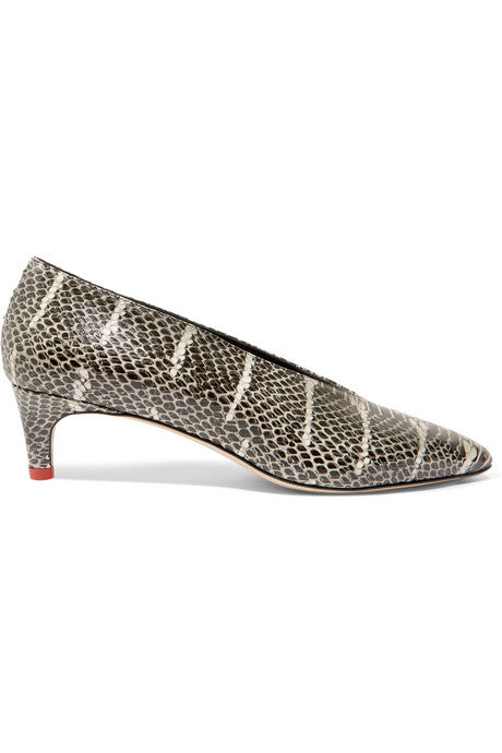 Camilla snake-effect leather pumps