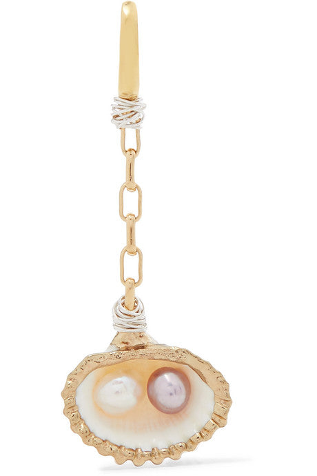 Drop It Like It's Hot gold-plated, shell and pearl earring