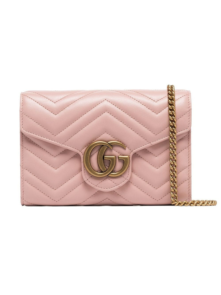 pink GG plaque quilted leather crossbody bag