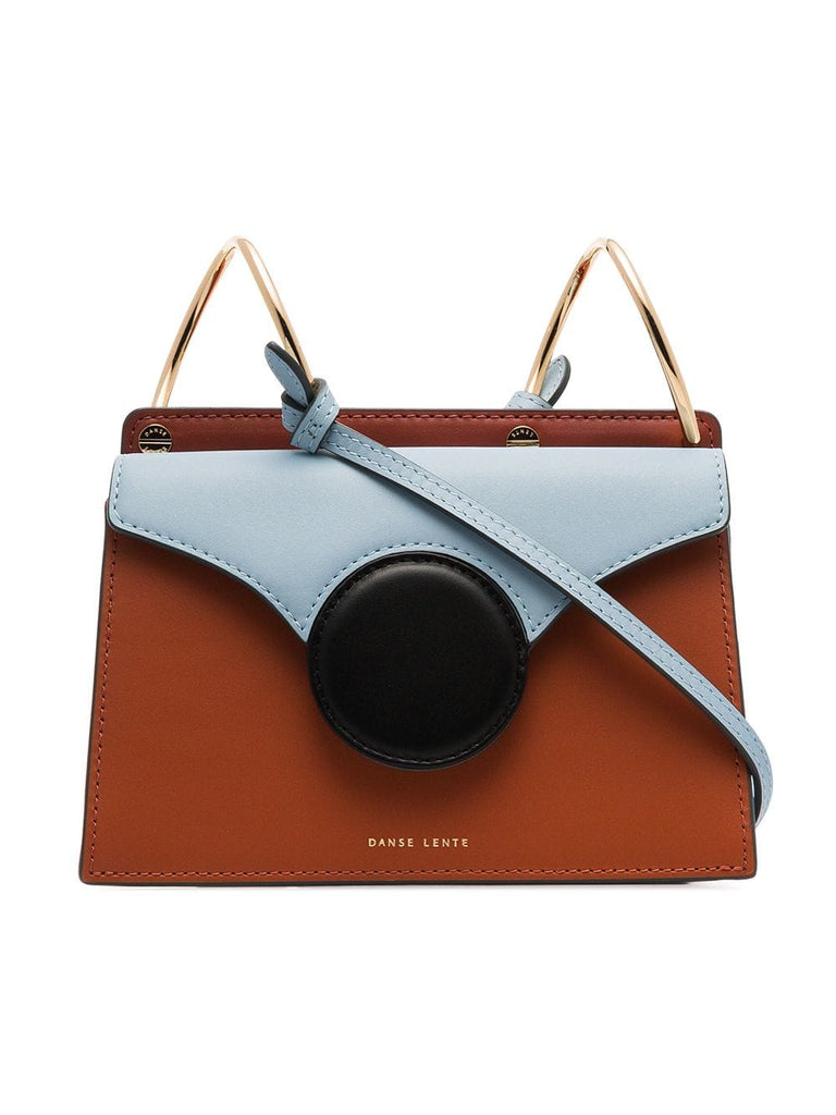 brown and blue Phoebe mini leather crossbody bag