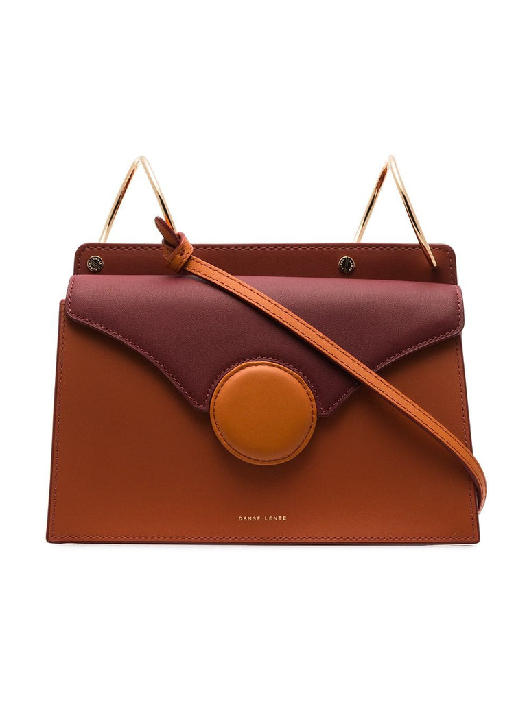 orange and brown phoebe leather shoulder bag