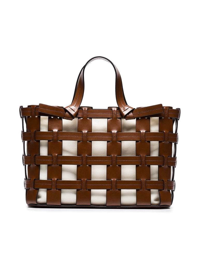 brown frances cutout leather tote