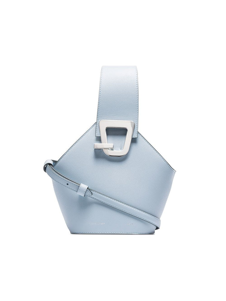 baby blue mini leather bucket bag