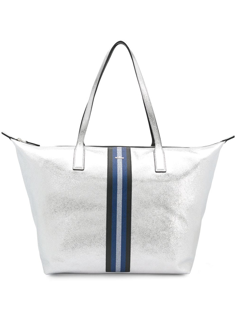 striped wide tote bag