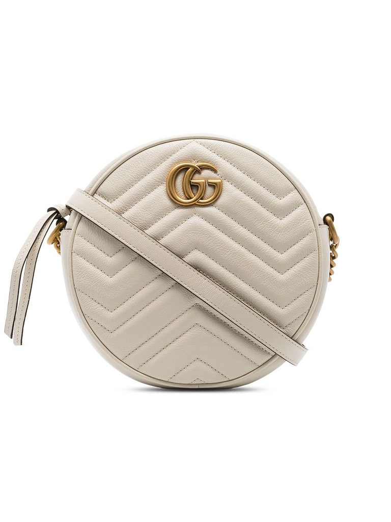 white Marmont quilted leather circle cross body bag