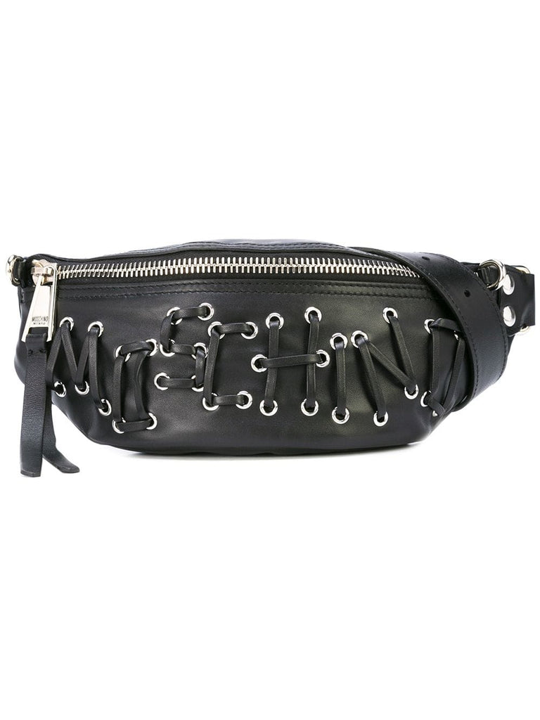 lace-up logo belt bag