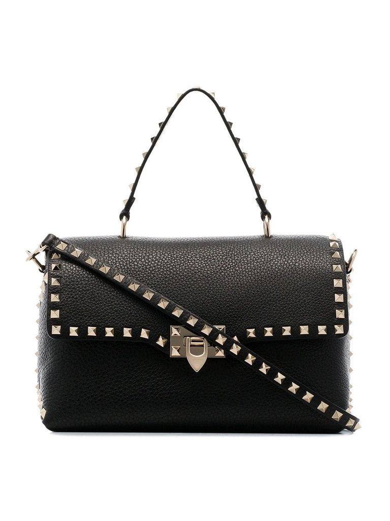 black Rockstud studded leather shoulder bag