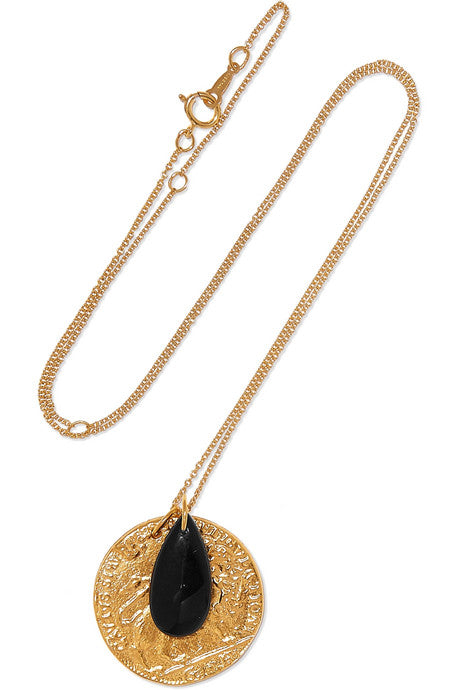 Gold-plated onyx necklace