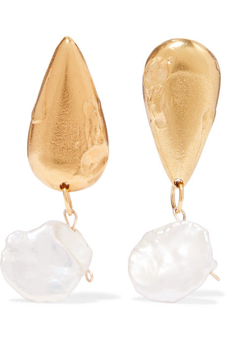 The Fear and The Desire gold-plated pearl earrings