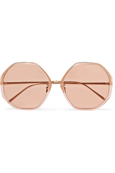 Round-frame acetate and gold-tone sunglasses