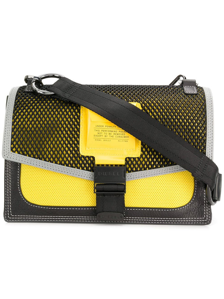 mesh-panelled cross-body bag